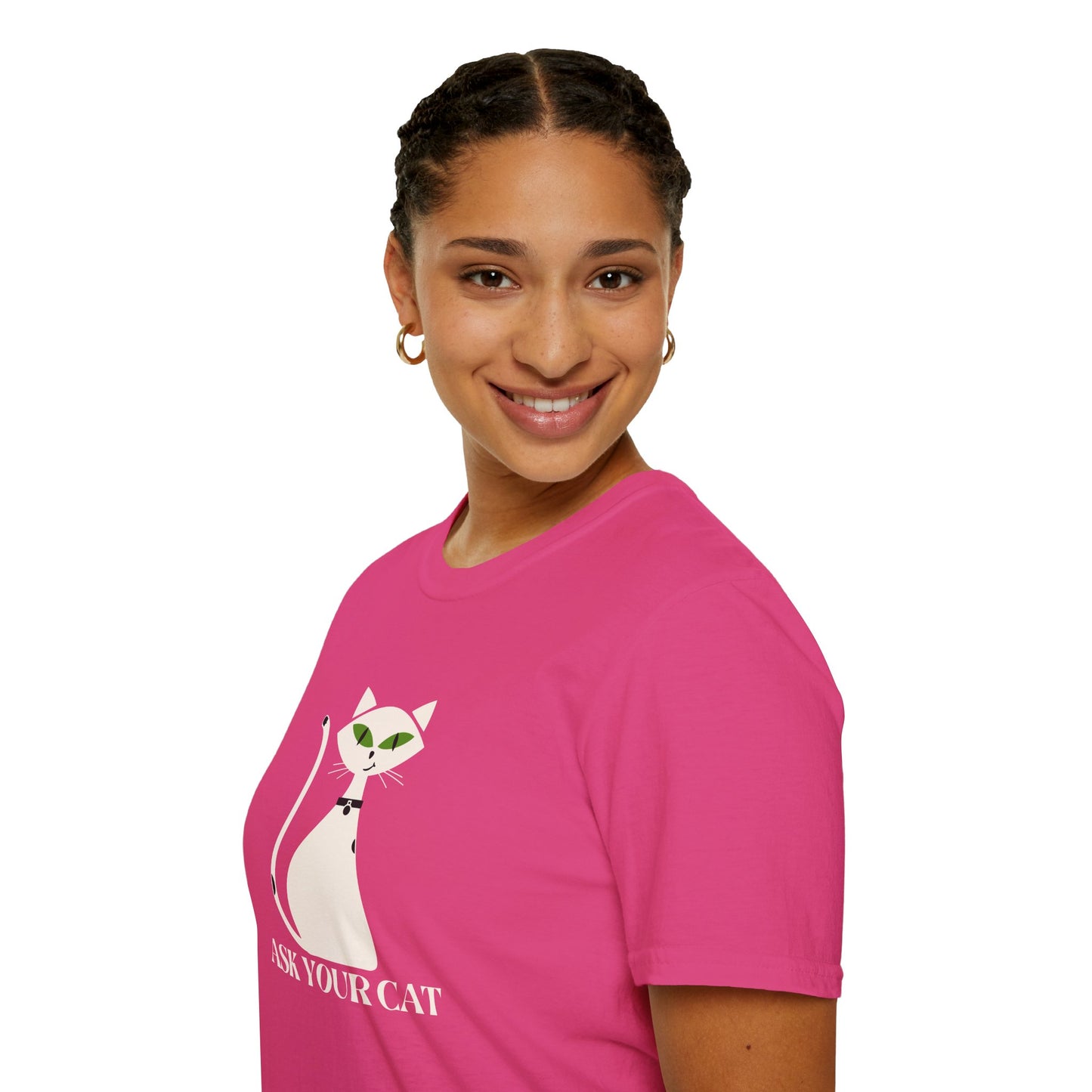 ASK YOUR CAT TEE - WHITE CAT