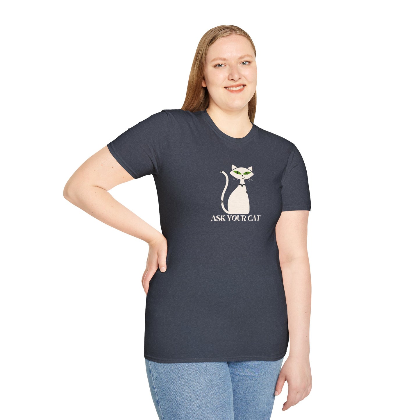 ASK YOUR CAT TEE - WHITE CAT