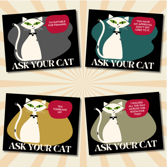 ASK YOUR CAT FOUR POSTCARD SET