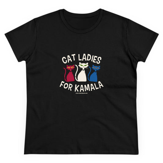 CAT LADIES FOR KAMALA BLACK COTTON TEE