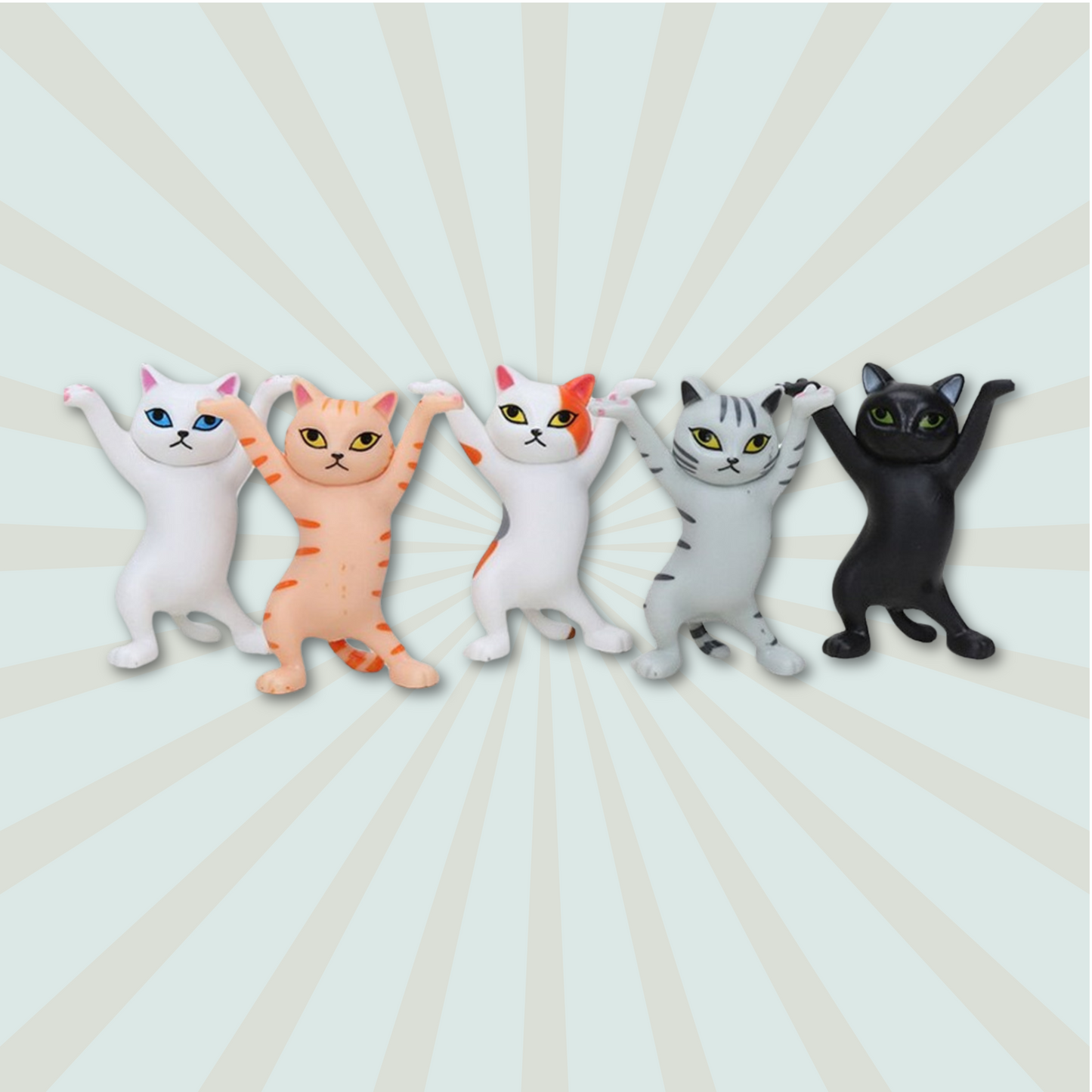 FIVE PIECE SET OF DANCING CAT FIGURES